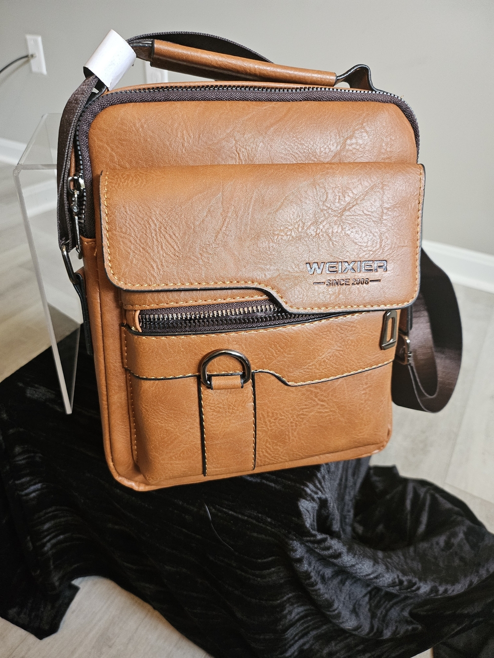 Weixier Men’s Vintage Series Universal Dark Caramel Crossbody Messenger Bag